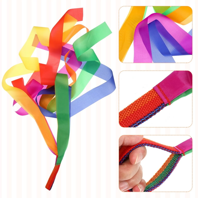 Etereauty 12pcs Handheld Ribbon Streamers Colorful Rainbow Streamers Polyester Children Ribbon Toys Rhythm Ribbons, Size: 39.37 x 1.5 x 0.2