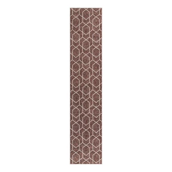 Unique Loom Eco Trellis Collection Area Rug - Mondo (2' 7" x 12' Runner Dusty Rose/Ivory)