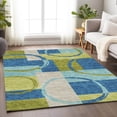 thumbnail image 5 of HomeRoots 675073 3 x 5 ft. Denim Blue, Green & Ivory Geometric Washable Machine Made Rectangle Area Rug with UV Protection, 5 of 9