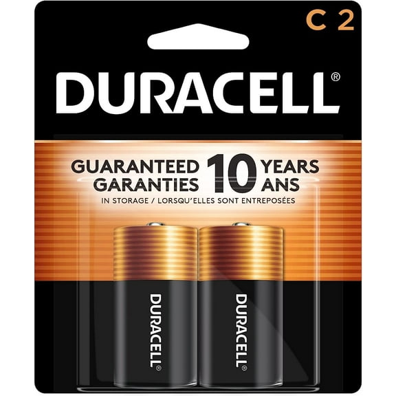 Duracell Copper Top C Alkaline Batteries 1.5V - Triple Corrosion Protection & Long-lasting Power - For Torch, Clocks, Radios, Remote, Calculator, Toys, Games, Keyboard - 2 Batteries/pack - Pack of 1