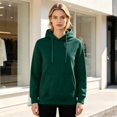 thumbnail image 4 of Mens Hoodie Long Sleeve Drawstring Solid Loose Fit Hooded Sweatshirt Trendy Fall Winter Soft Comfy Casual Pullover Top with Pocket Dark Green S, 4 of 5