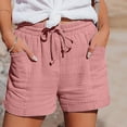 thumbnail image 2 of Comdrip Linen Clothing for Women, Women's Fashion Casual High Waist Pants Straight Leg Sports Casual Loose Shorts Linen Shorts for Woman Pink S, 2 of 9
