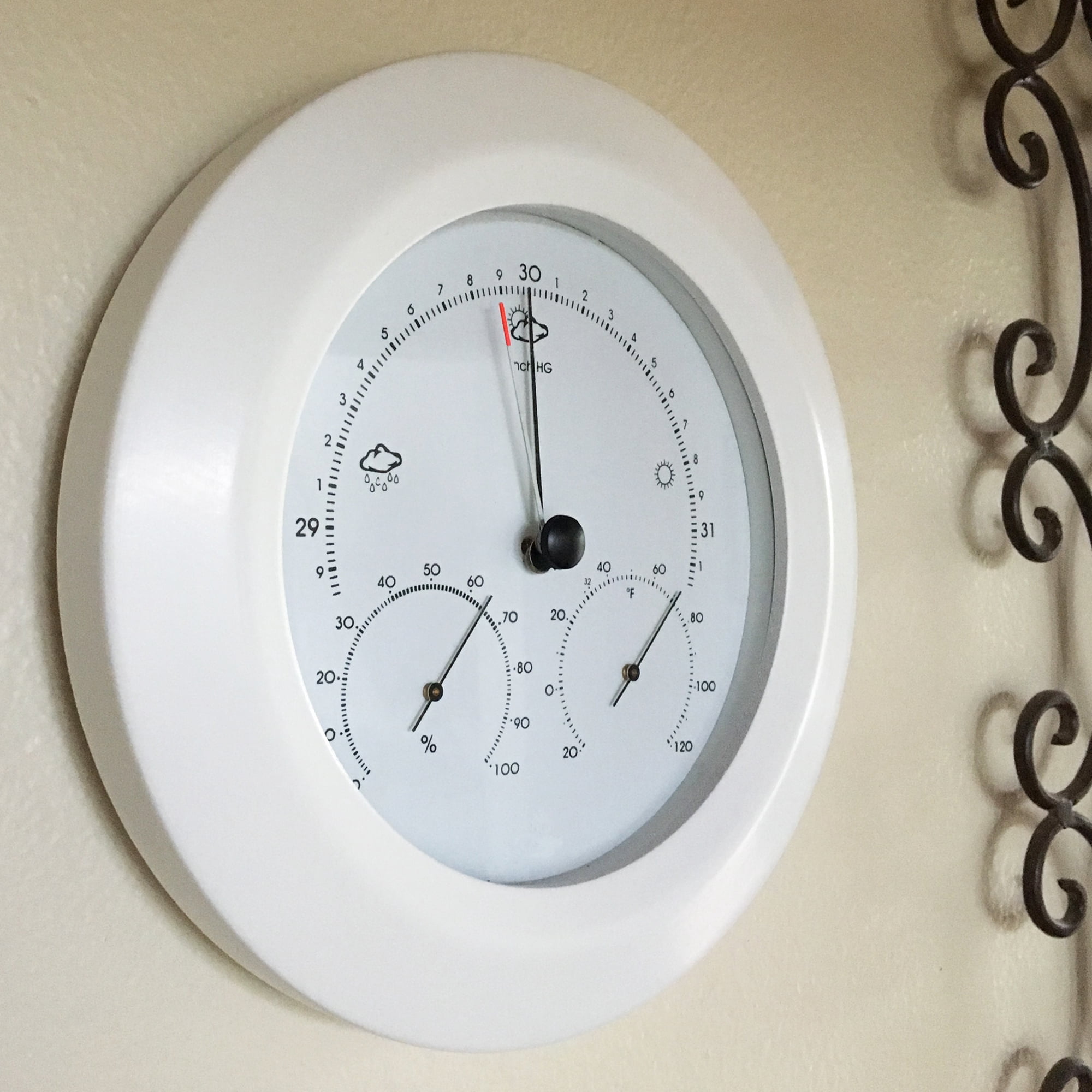 Hokco Weather Station Barometer Thermometer Hygrometer 8.5 in. Round White