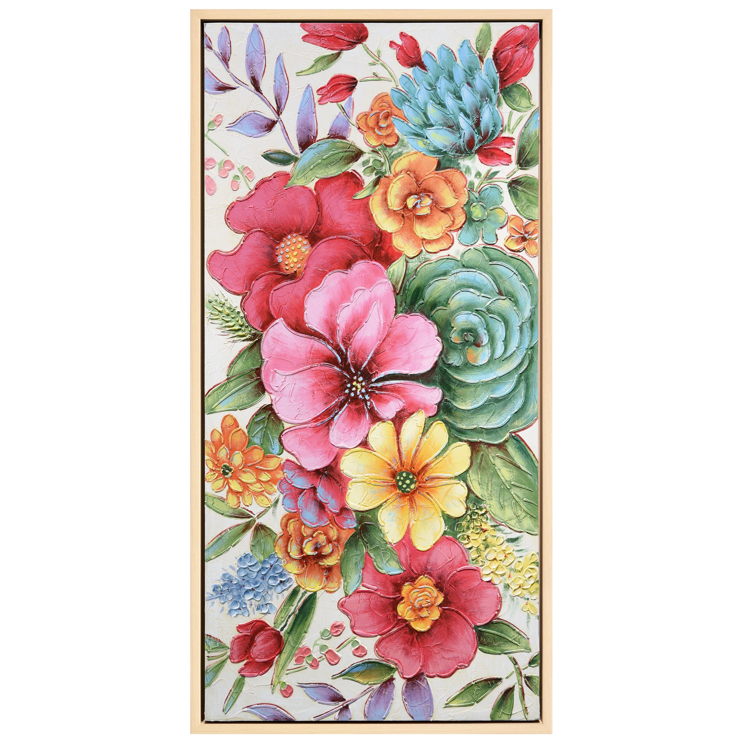 Floral Symphony Heavily Textured Hand Painted Framed Canvas Wall Art