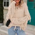 thumbnail image 4 of Clearance under $5 JINMGG 2023 Fall Winter Plus Size Sweaters for Women Clearance,Women's Solid Round Neck Top Long Sleeved Sweater Tassel Sweater Round Neck Sweater, 4 of 6