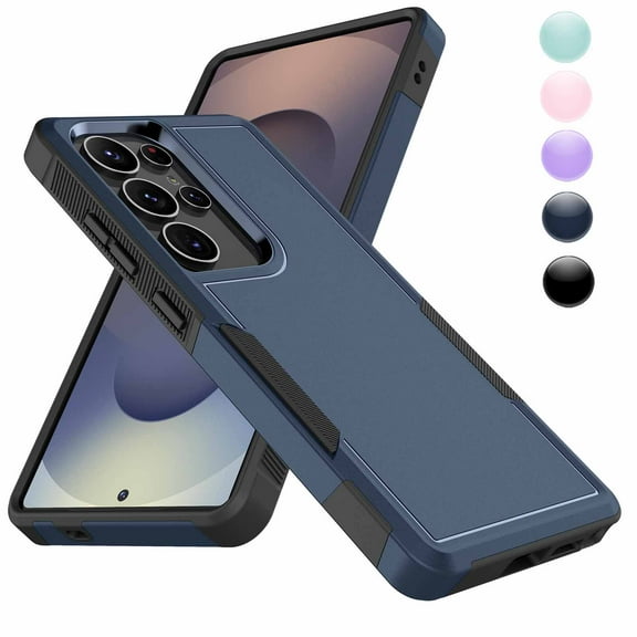 For Samsung Galaxy S25 Ultra Case, Njjex Shockproof Heavy Duty Rugged Dual Layer Cover with Military Grade Protection, Non-Slip Textured Bumper - Blue