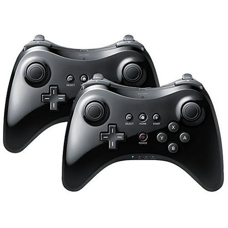 Wii U Pro Controller- Perfect Gift for Kids -W ireless ReC hargeable B luetooth Dual Analog Controller Gamepad for Nintendo Wii U with USB C harging Cable (2-Pack Black)