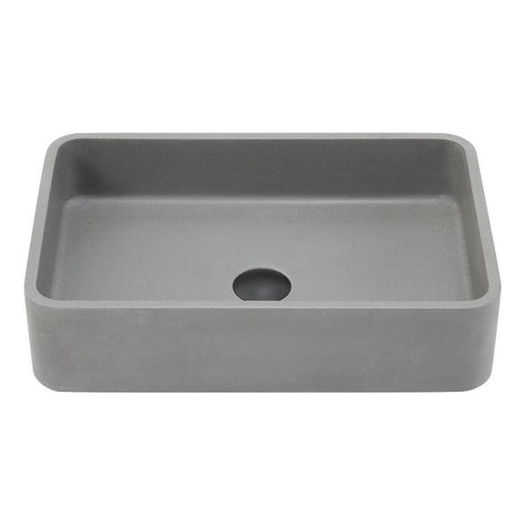 Pemberly Row Rectangular Modern Concrete Stone Vessel Bathroom Sink in Gray
