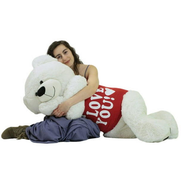 Gros ours en peluche blanc i love you je t'aime