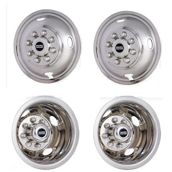 Fits 2005-2022 Ford F-350 Super Duty Pacific Dualies Wheel Simulator 43-1608 Polished; Stainless Steel; Set Of 4; Does Not Fit Aluminum Wheels