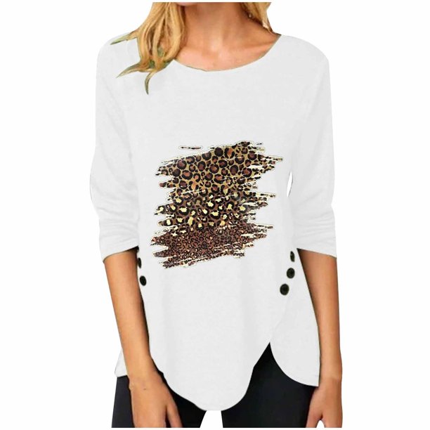 Camiseta de manga larga con cuello redondo y estampado informal a la moda para mujer Fridja fjkfkj1467