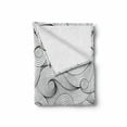 thumbnail image 2 of Black and White Soft Flannel Fleece Blanket, Doodle Design Abstract Curled Waves Pattern Asymmetrical Spirals Theme, Cozy Plush for Indoor and Outdoor Use, 50" x 60", Black and White, by Ambesonne, 2 of 6