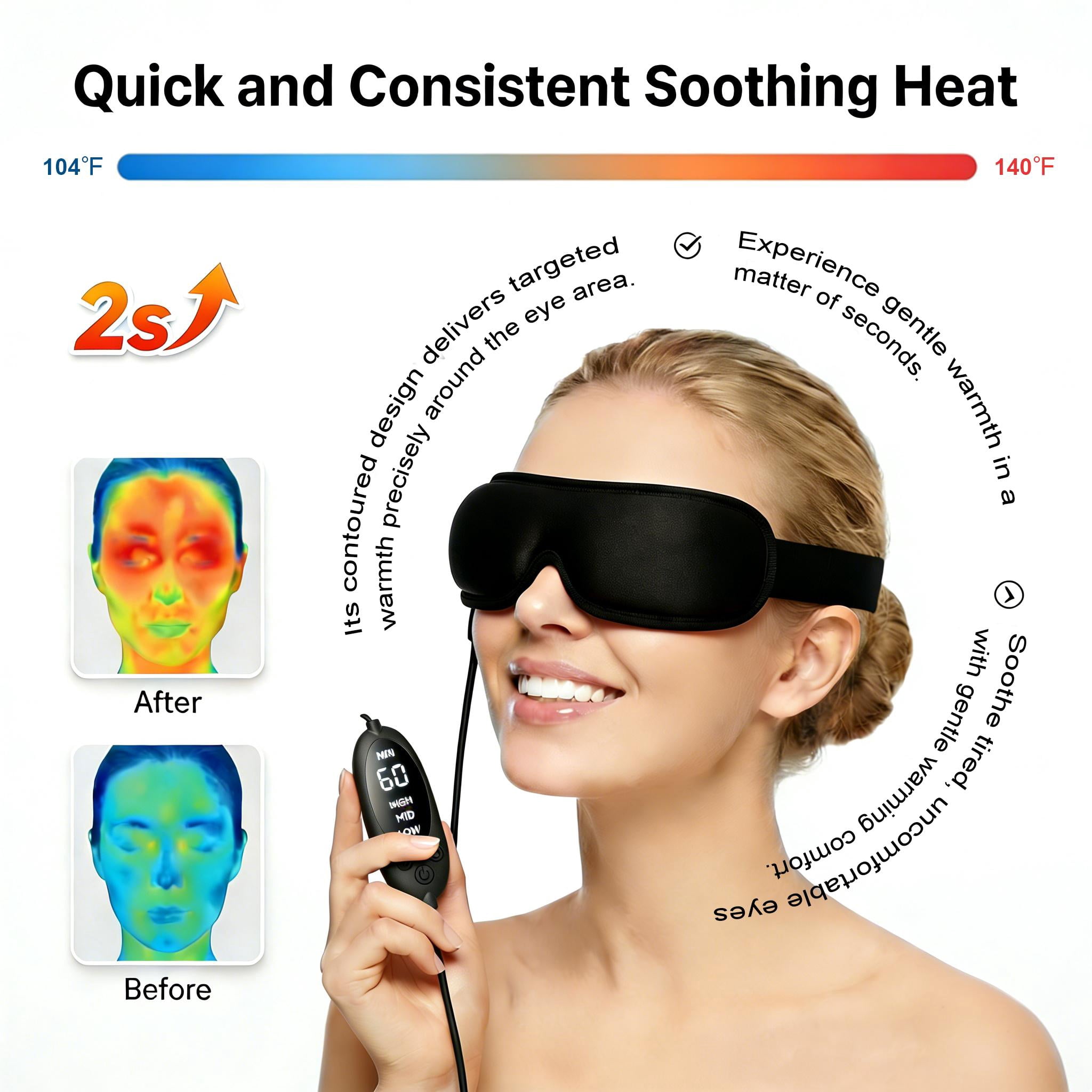 FACEMOON USB Heated Eye Mask for Dry Eyes Relief and Better Sleep, Warm Compress with Constant Temperature Comfort Therapy
