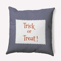 16" x 16" Simply Daisy Halloween Trick or Treat Ticking Polyester Accent Pillow, Navy Qty 1