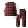 thumbnail image 2 of ETHAN 4 Piece Toddler Boy Clothes Suit Gentleman Wedding Outfits Red Plaid 12-18 Months, 2 of 7