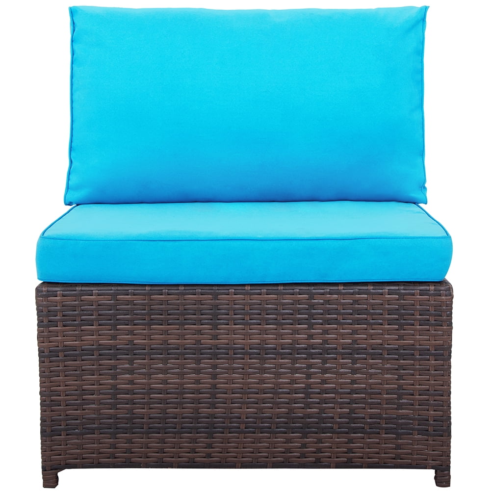 Private Jungle Outdoor Wicker Sofa Cushioned Sectional Furniture Set Garden Patio Sofa Set (Blue-5 Pieces) Private Jungle Outdoor Wicker Sofa Cushioned Sectional Furniture Set Garden Patio Sofa Set (Blue-5 Pieces)