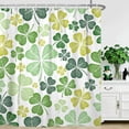 thumbnail image 3 of St Patrick Day Shower Curtain,Green and Yellow Clover Shamrock Waterproof Fabric Bathroom Curtain with Hooks,72x72 in, 3 of 5