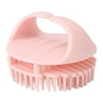 thumbnail image 3 of Cepillo de silicona suave para el cuero cabelludo, cepillo para champú, peine masajeador para limpieza del cuero cabelludo, color rosa claro, 3 of 14