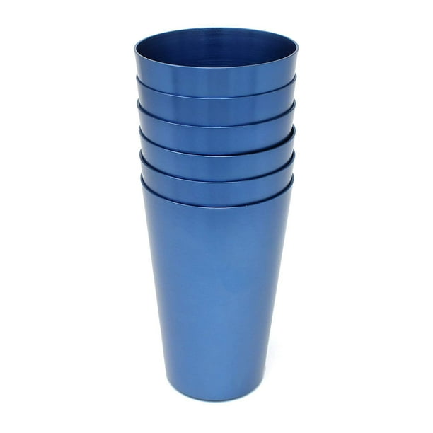 Aluminum Tumbler Reusable 18 OZ Drinking Cups Bright Anodized Color Set of 6 Dark Blue