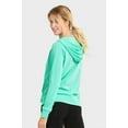 thumbnail image 3 of 247 Frenzy Women's Active Essentials Sofra Cottonbell Lightweight Full Zip Drawstring Cotton Hoodie with Front Pouch Pockets - Mint, 3 of 4