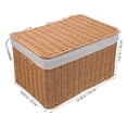 thumbnail image 3 of Milisten Woven Basket Bin With Handle And Lid Rectangular Storage Organizer Wicker Nesting Bin And Liner Empty Basket For Organizing Toy Books Kids Baby Closets Room Decor, 3 of 6