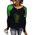 thumbnail image 2 of Zedker St. Patrick's Day T-Shirt Womens Funny Shamrock Printed Sequined Splicing Sleeve Casual Lucky Clover Heart Graphic Tee Tops, 2 of 9