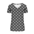thumbnail image 5 of ZQGJB Womens Casual V Neck T-Shirts Loose Fit Dressy Summer Short Sleeve Polka Dot Print Tunic Blouse Trendy Oversized Baggy Pullover Tops Gray S, 5 of 5