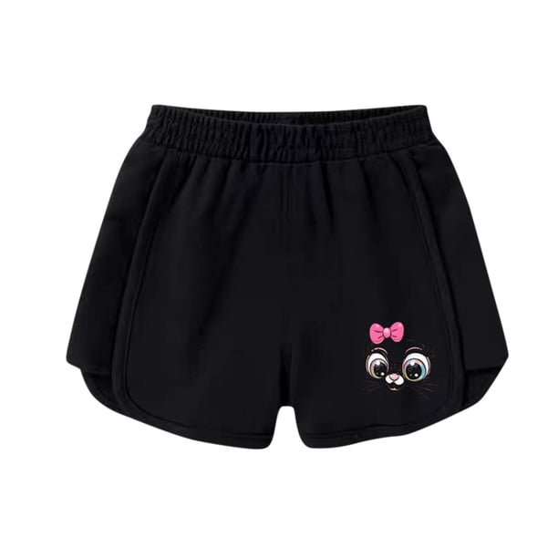 Odeerbi 3-9 Años Niñas Verano Algodón Dopaina Pantalones Cortos Impresión Linda Entrenamiento Deportivo Pantalones Cortos Cintura Elástica Pantalones Cortos Casuales