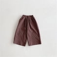 thumbnail image 2 of HAYIMI Children Boys Casual Wide Leg Pants Linen Blend Fine Stripe Loose Fit Comfortable Solid Color Trousers Kids Adorable Slacks, 2 of 3