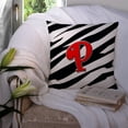 thumbnail image 3 of Carolines Treasures CJ1024-PPW1414 Monogram Initial P Zebra Red Decorative Fabric Pillow, 3 of 4