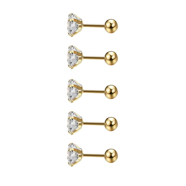 Minnieouse 5 piezas pendientes auriculares cristal Stud regalos perno plateado accesorios de joyería encanto fiesta favores para mujeres niñas Ropa, zapatos y accesorios Miscelánea dorado 0.8*6*4mm Minnieouse AP009679-24B