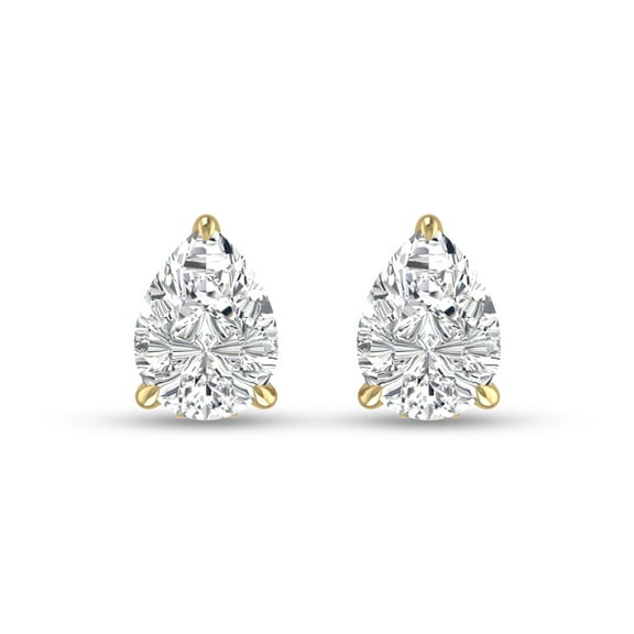 SZUL Women's Lab Grown 1/2 Carat Pear Shaped Solitaire Diamond Earrings in 14K Yellow Gold