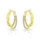 thumbnail image 1 of Pendientes de aro doble yuxing bañados en oro con cristales de circonita modelo 2224, 1 of 5