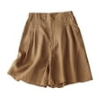 thumbnail image 2 of Wycnly Shorts for Women Womens Shorts Casual Summer Button up High Waist Loose Wide Leg Short Pants Fashion Pleated Solid Soft Cotton Linen Shorts with Pockets, 2 of 7