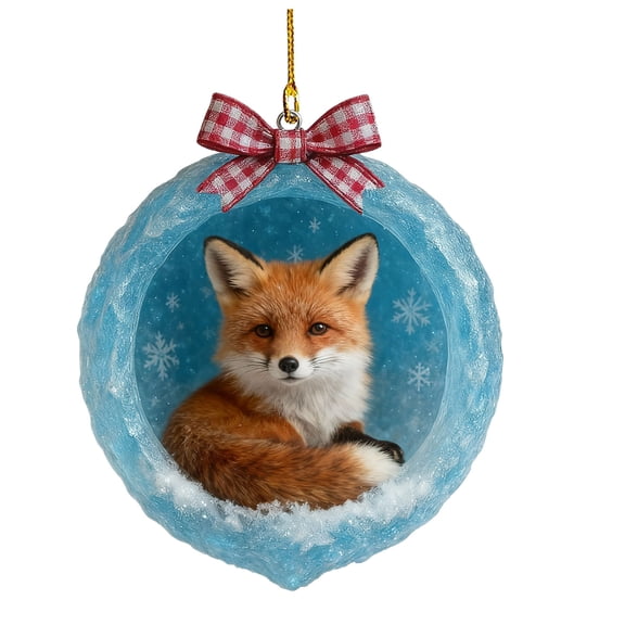 Euaioeiu Forest Animal Christmas Ornaments Set, Acrylic Hanging Decorations for Tree, 3.1 Inch Cute Squirrel Fox Deer Print, Rustic Woodland Theme Holiday Party Home Decoration