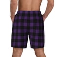 thumbnail image 4 of Goofa Purple Black Plaid Printed Men's Swim Trunks Board Shorts Quick Dry Mens Swimming Trunks with Compression Liner,Breathable Fit Hawaii Beach Shorts-Small, 4 of 9