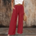 thumbnail image 2 of Womens Pants summer Wide Leg Cotton Linen pants Casual Loose Lightweight palazzo Pant vacation Travel Outfits, 2 of 5