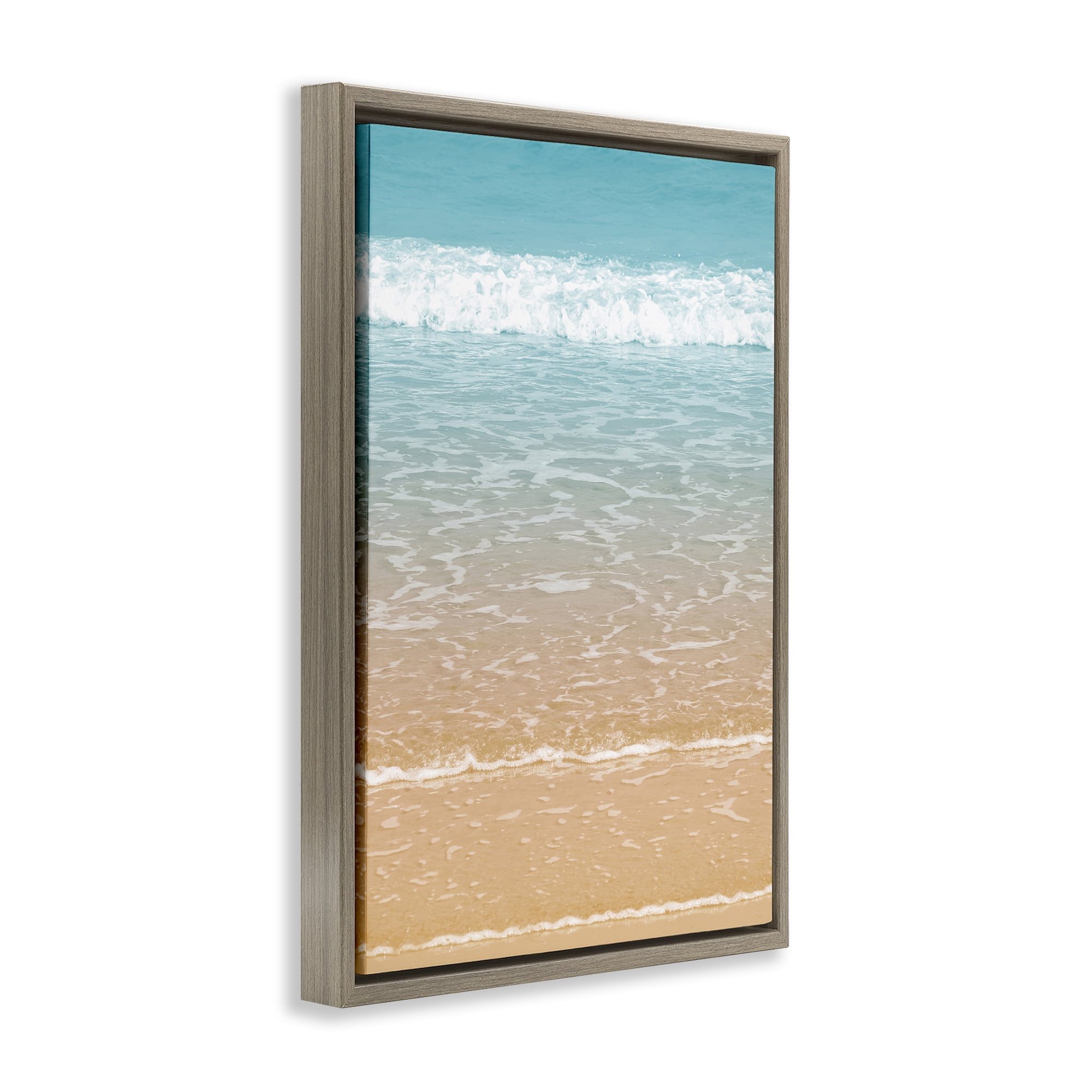 Stupell Industries Clear Waters Shore Nautical & Beach Photography Brown Floater Framed Canvas Art Print Wall Art, 17 x 25