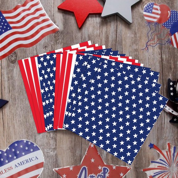 Hovmgk 25 Pack 4th Of July Paper Napkins Patriotics Americans Flag Disposable Napkins 6.5x6.5in Star And Stripe Independence Day Home Kitchen Party Supplies