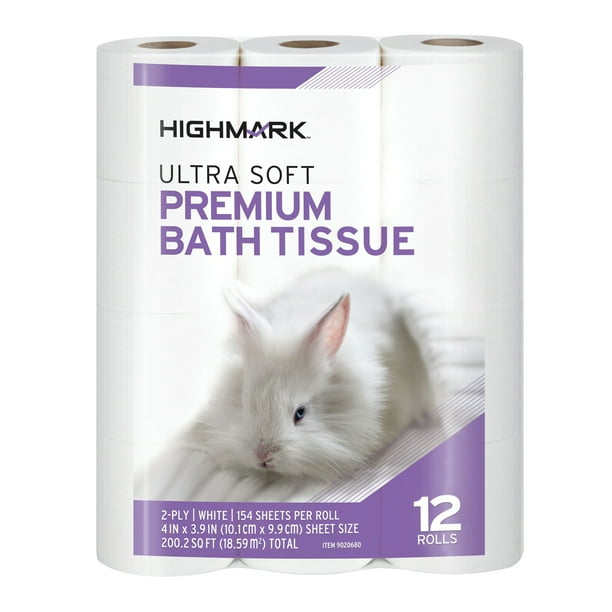 Highmark® 2-Ply Toilet Paper, 51-5/16' Rolls, White, 154 Sheets Per