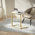 CShaped End Table Sofa Side Table for Couch Slide Under, White