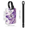 thumbnail image 3 of WIRESTER 2pcs Set PU Leather Luggage Tags Privacy Label Flap for Travel Suitcase Baggage - Purple Butterfly, Sunflowers, 3 of 7