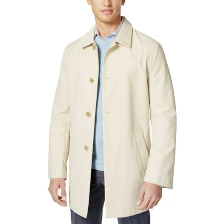 DKNY NEW Solid Khaki Beige Mens Size 40S Slim Fit Trench Raincoat