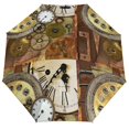 Gears Steampunk 8 Ribs Auto Umbrella Steam Punk Neck Gator Clock Wind