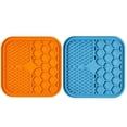 thumbnail image 1 of Almohadilla para lamer de silicona para perros, tazones dispensadores para alimentador lento, alimentación para gatos y mascotas, juguetes para lamer, - Naranja azul, L Sunnimix Alfombrilla para lamer, 1 of 7