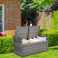 thumbnail image 2 of Syngar 35 Gallon PE Wicker Deck Box with Storage, Patio Storage Bench with Seat Cushion, Outdoor Storage Container for Pool Accessories, Patio Furniture Cushions, Toys, Gray, 2 of 12