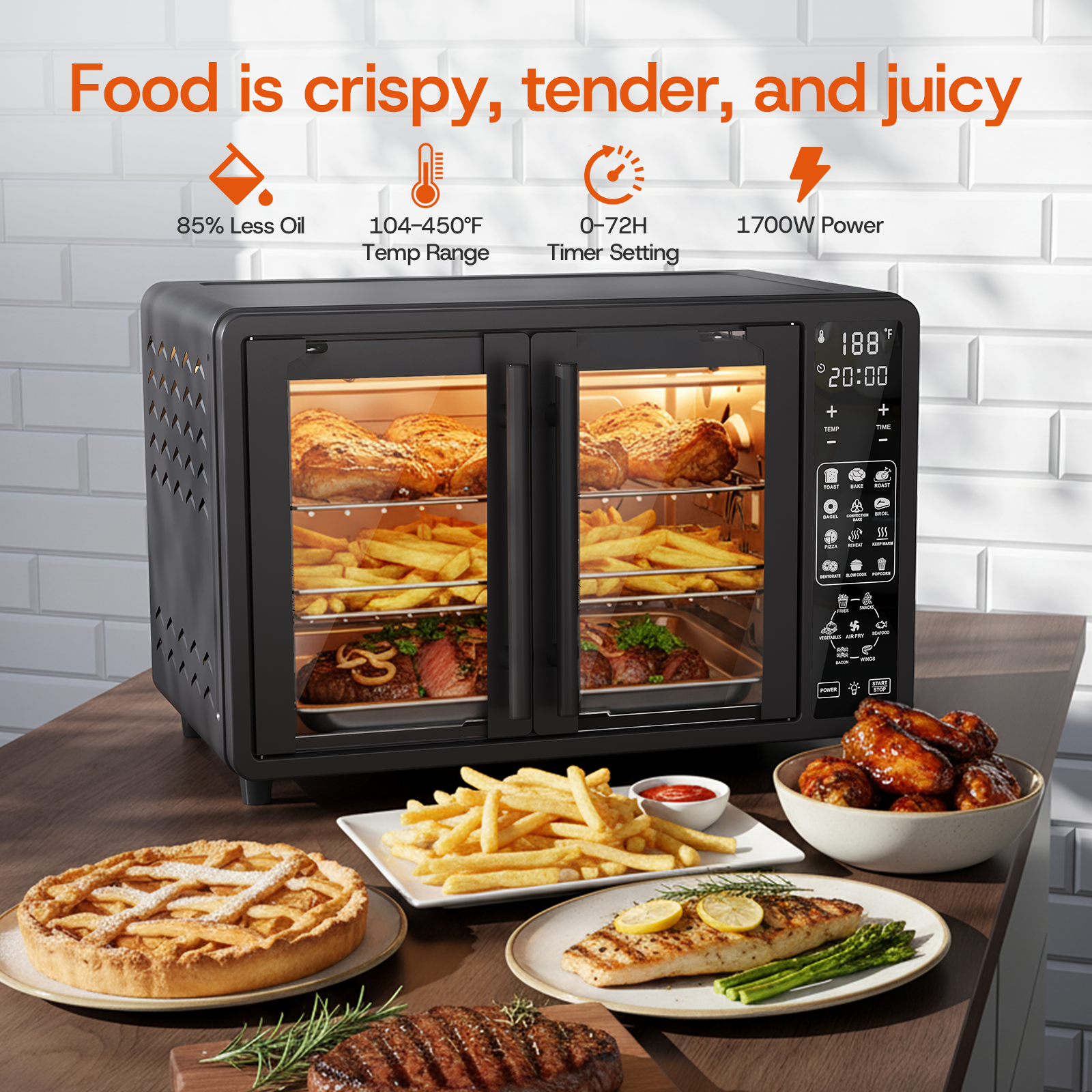 Patbrela 25QT Air Fryer Toaster Oven, 19 Cooking Functions photo 4