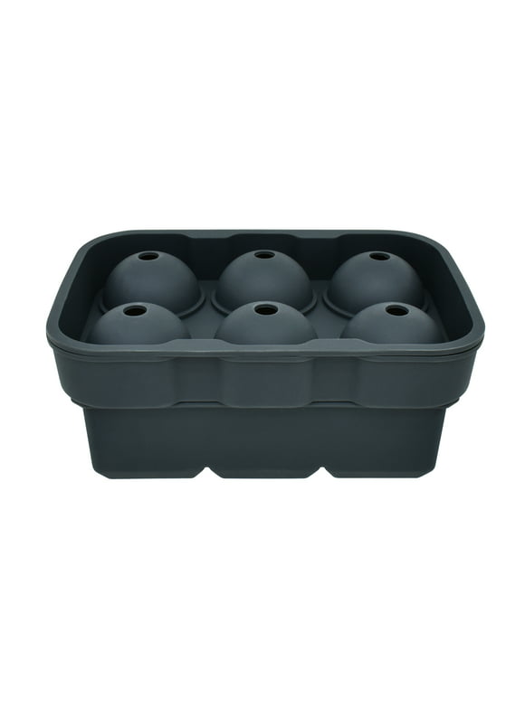 Mainstays 2 Pack Silicone Ice Cube Tray Grey, Square & Sphere Combo