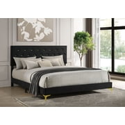 Coaster Kendall Upholstered Eastern King Panel Bed, Black