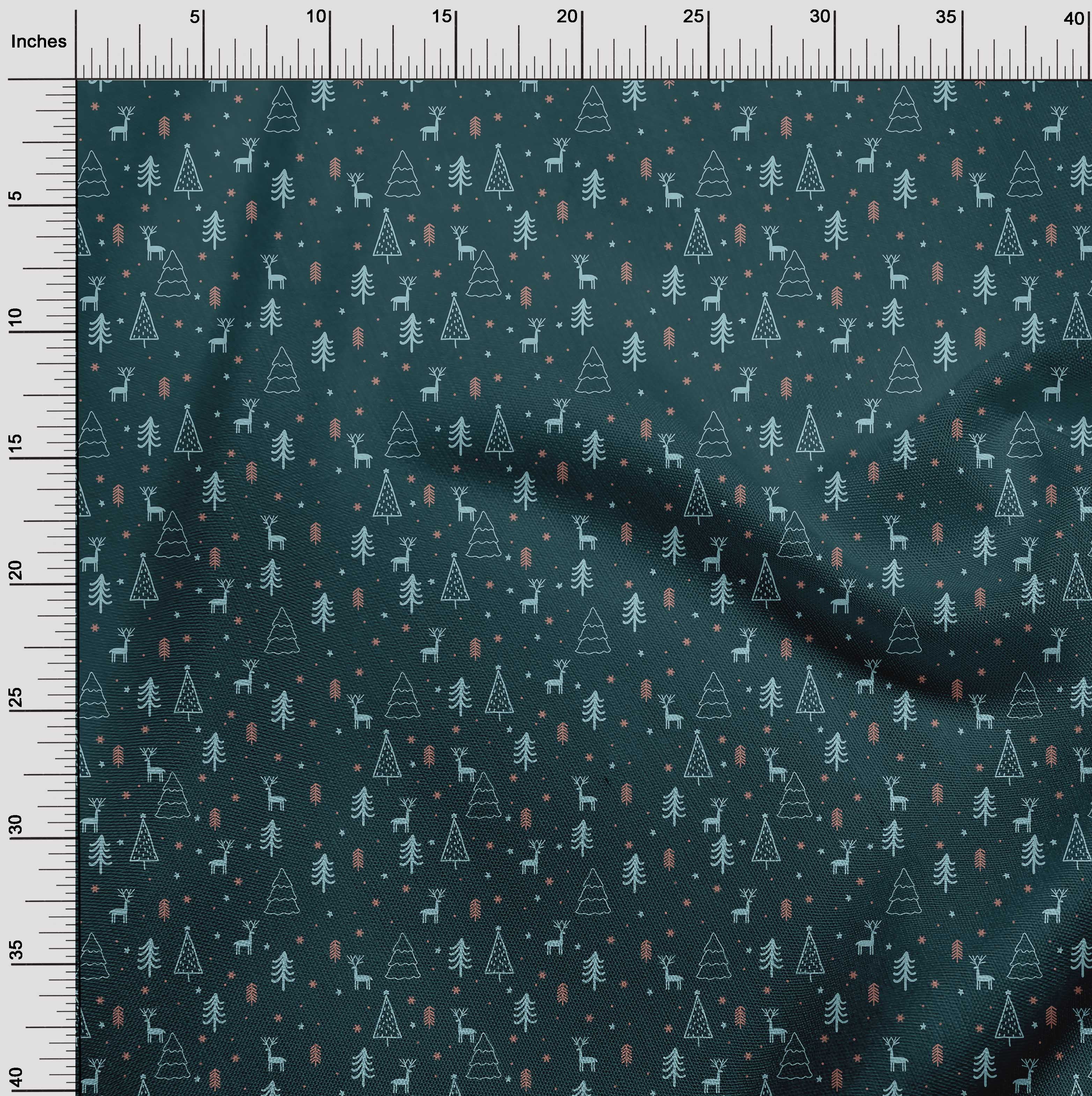 oneOone Cotton Poplin Twill Black Fabric Christmas Doodle Quilting Supplies Print Sewing Fabric By The Yard 56 Inch Wide